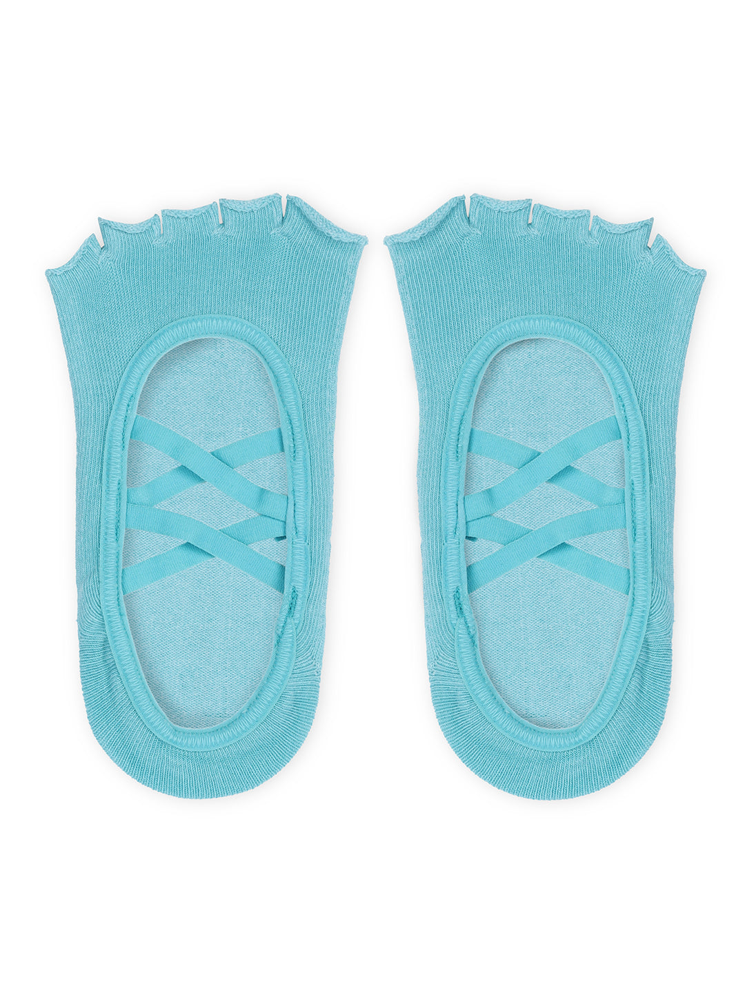 Open Toe Pilates Socks For Women - Light Blue