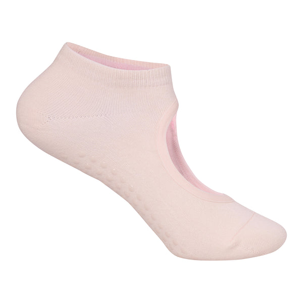 Yoga Set Of 3 Socks For Women - Anti-Skid Grip  - Baby Pink, Fuchsia Pink, Black