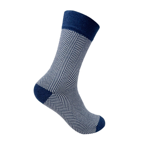 Herringbone Dark Blue Socks For Men