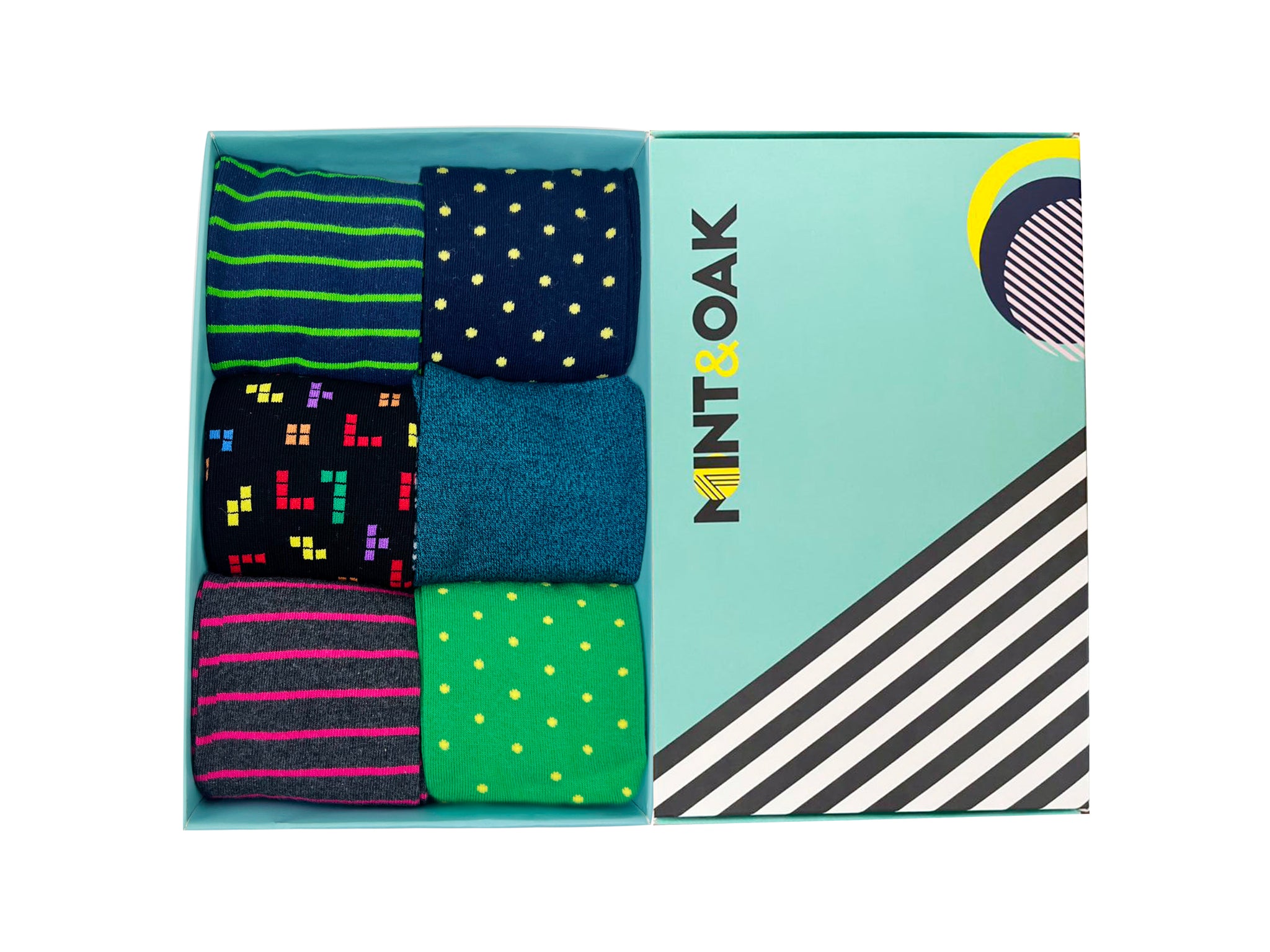 Giftbox of 6 - Colorful Crew Socks For Men