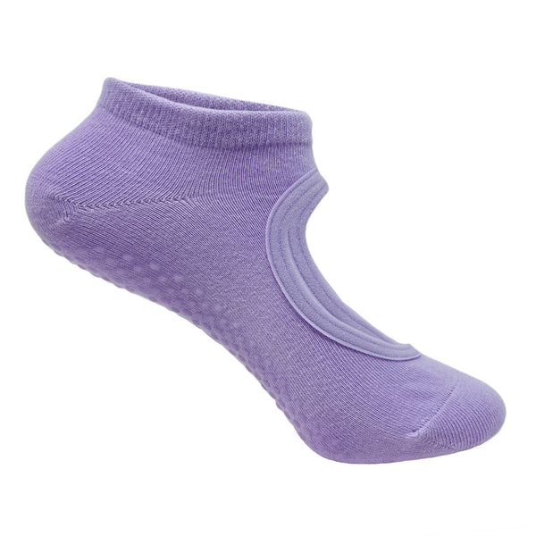 Yoga Set Of 3 Socks For Women - Anti-Skid Grip  - Royal Blue, Black, Light Purple