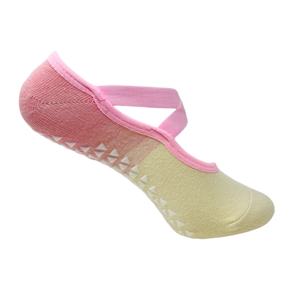 Pilates Socks for Women - Two Toned Cream & Pink Anti-Skid Technology