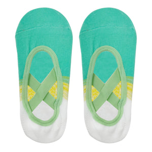 Pilates Two Toned Socks Anti-Skid Technology- White & turquoise green