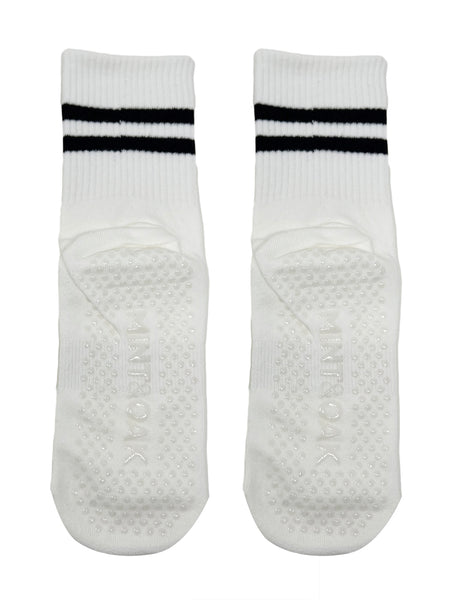 Pilates & Yoga Crew/ Full Length Grip Socks for Women - White, Black, Bottle Green