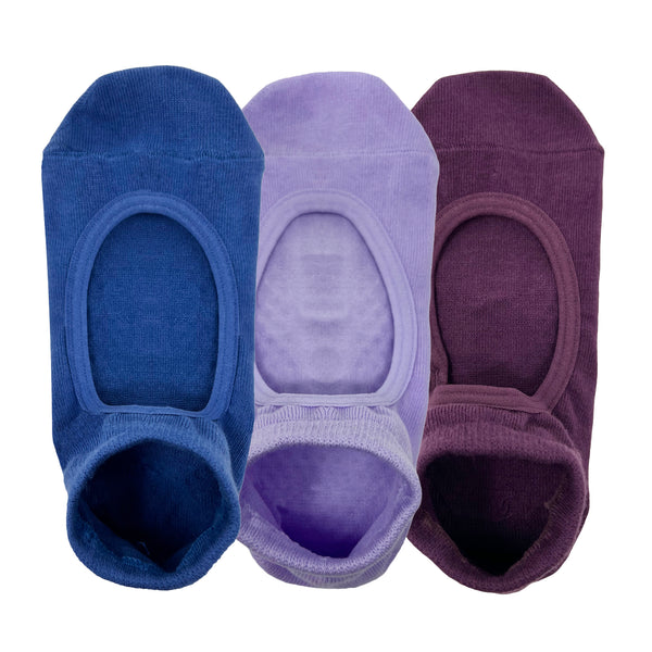 Yoga Set Of 3 Socks For Women - Anti-Skid Grip  - Royal Blue, Light Purple, Maroon