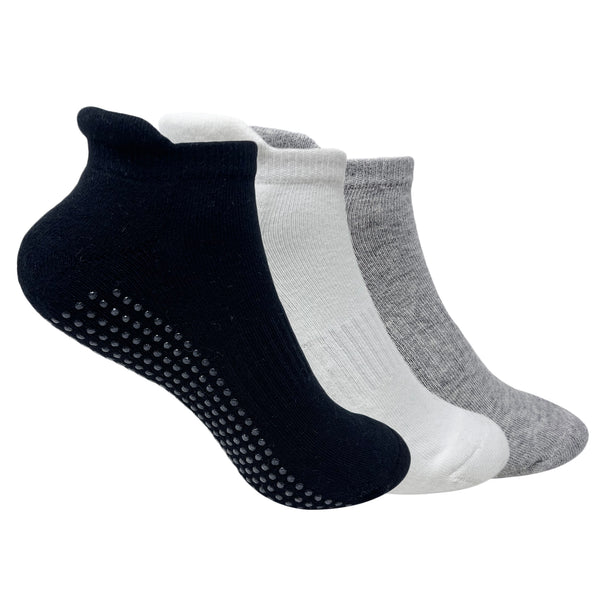 Elderly Care Silicone Grip No Fall Socks For Men & Women Set of 3 - Black, White, Grey