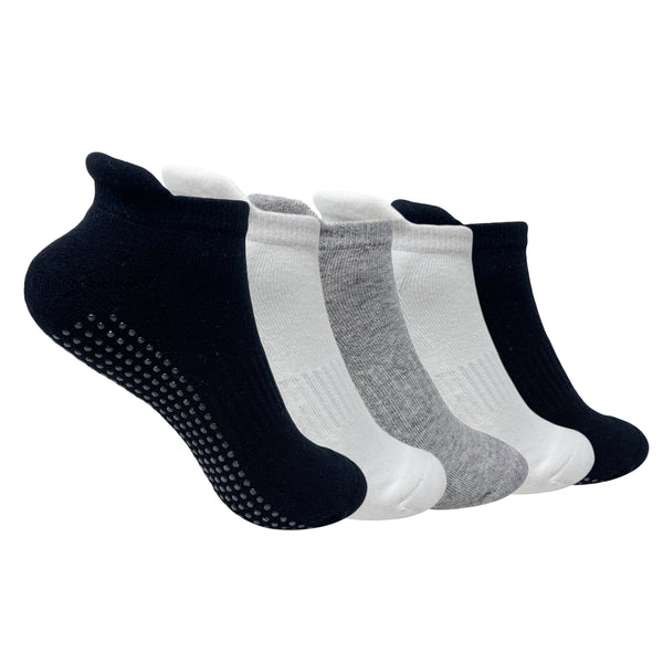 Elderly Care Silicone Grip No Fall Socks For Men & Women  Set of 5 - Black, White, Grey