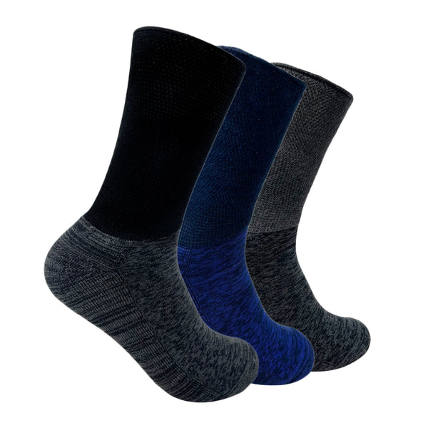 Diabetic Socks For Men Set of 3 - Black, Navy Blue, Grey