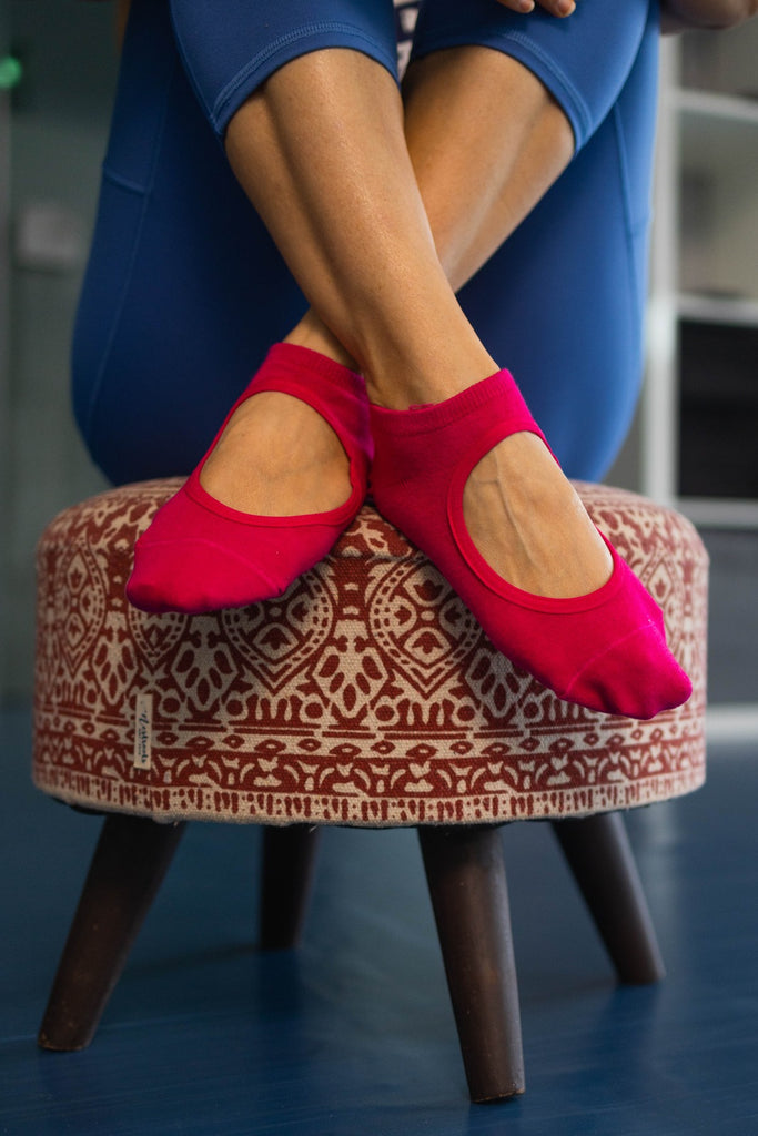 Set Of 2 Yoga Socks Anti-Skid Technology - Light Blue & Fuchsia Pink – Mint  & Oak
