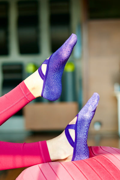Set of 5 Pilates Socks Anti-Skid Technology - Purple, Mint Green, Light Grey, Beige, Black