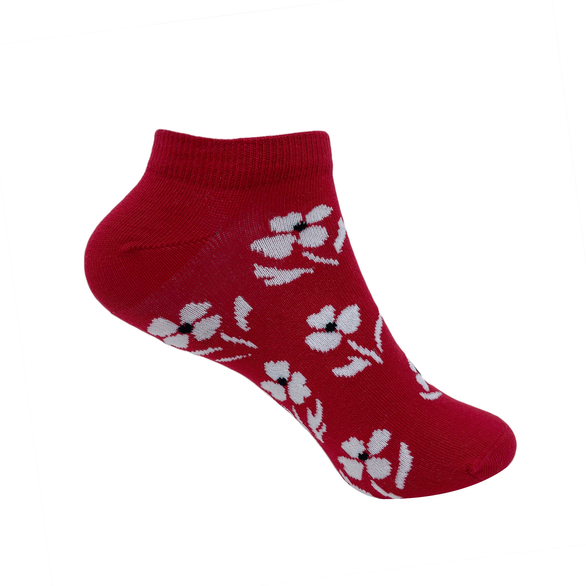 Cherry Red Floral Women Socks